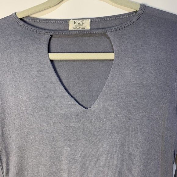 Women's PST Project Social Tee Keyhole Choker 3/4 Sleeve Top XS M New 7524 - Picture 2 of 9